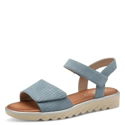 Abbildung von Jana Damen Sandalen flach mit Klettverschluss Vegan, Blau (Denim), 38 EU