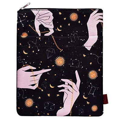 Abbildung von Buchhüllen Sonnenbilder für Taschenbücher, waschbarer Stoff, mit Reißverschluss, Größe M 27,9 x 21,4 cm Buchliebhaber Geschenke