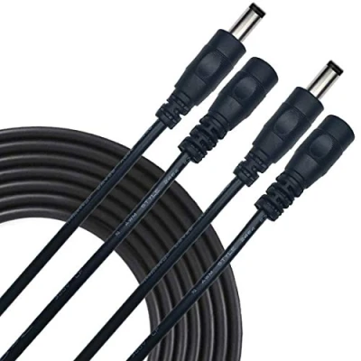 Abbildung von Liwinting 2pcs 2m/6.56Feet DC Verlängerungskabel 5.5 mm x 2.5 Anschlusskabel DC/Gleichstrom Verbinderkabel Verteiler Männlich zu Weiblich Verbinder für Netzteil, Schwarz