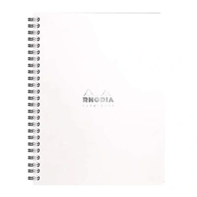 Abbildung von Rhodia 193441C Notebook mit Spiralbindung, DIN A5+, 16 x 21cm, 80 Blatt, Dot Lineatur 80g, ideal für Meetings und Notizen, 1 Stück, Weiß