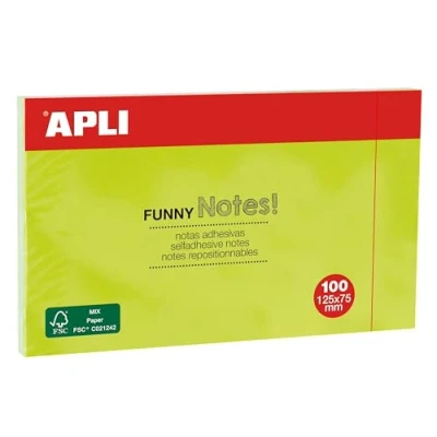 Abbildung von 100H Haftnotizen Farbe Grün Fluor 125 x 75 mm Apli 15004