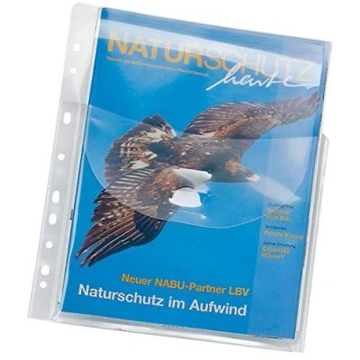 Abbildung von VELOFLEX 4320100 Prospekthülle Jumbo, Faltentasche DIN A4, für bis zu 50 Blatt, mit Verschlussklappe, 10 Stück