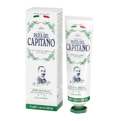 Abbildung von Pasta del Capitano 1905, Zahnpasta mit natürlichen Kräutern, Gewährleistet gründliche Reinigung und Mundhygiene, Formuliert Kräuterextrakten, 100% Made in Italy, 75 ml Tube