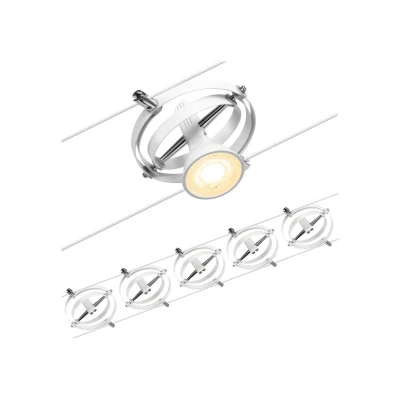 Abbildung von Paulmann 94438 CorDuo Seilsytem Set Cardan DC max. 5x10 Watt erweiterbar Weiß matt Drahtseil Kunststoff GU5,3 Drahtseilsystem ohne Leuchtmittel