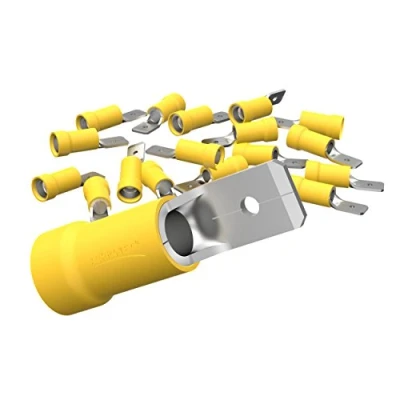 Abbildung von AUPROTEC 10x Flachstecker 4,0 6,0 mm² gelb/Steckbreite 6,3 mm Teilisoliert PVC männlicher Steckverbinder MDD Kabel Verbinder aus Messing verzinnt