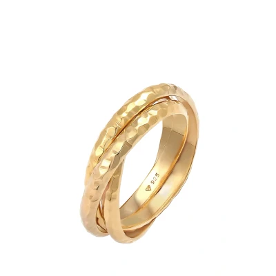 Abbildung von Elli Twisted Basic Ring goldcoloured, Damen, Größe: 54, Gold coloured