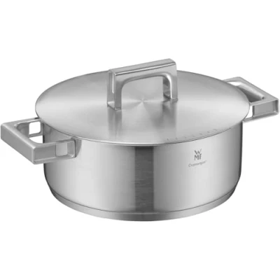 Abbildung von WMF Ultimate Cool Kochtopf klein 24 cm, Edelstahldeckel, Bratentopf Induktion 4,1l, Cromargan Edelstahl matt, wärmereduzierende Griffe, Induktions Topf mit Innenskalierung, spülmaschinengeeignet