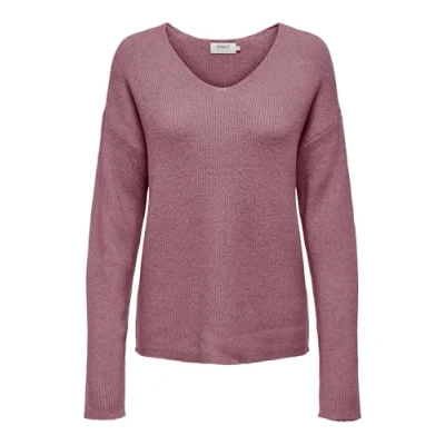 Abbildung von ONLY Onlcamilla Vneck Strickpullover, Damen, Größe: Large, Crushed berry melange