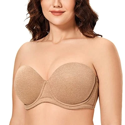 Abbildung von DELIMIRA Damen Trägerloser BH Große Größen Bügel mit Geformte Cups Pfifferling 80F