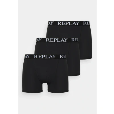 Abbildung von Replay Boxer Style Basic CUFF LOGO 3 PACK Panties, Herren, Größe: Small, Black