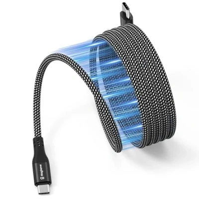Abbildung von Magtame magnetisches USB C Kabel, gewickeltes auf Kabel 60W(3A), 1.5M einziehbares Nylon geflochtenes Typ Schnellladekabel kompatibel mit Phone 15, für Samsung