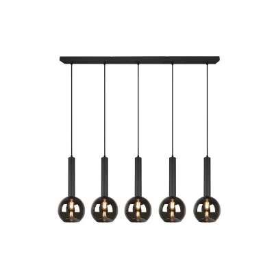 Abbildung von TRIO Leuchten Pendelleuchte »Clayton«, 5 flammig, Leuchtmittel E27 ohne Leuchtmittel, Hängelampe höhenverstellbar bis 150cm, Glas rauchfarbig, exkl 5xE27