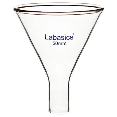 Abbildung von Labasics Glas Pulver Trichter, schwerer Wand Borosilikatglas kurzer Stiel Trichter mit 50 mm Spitzendurchmesser und 26 Durchmesser