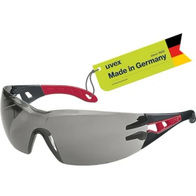 Abbildung von Uvex pheos Schutzbrille sportliche Sicherheitsbrille mit 100% UV Schutz metallfrei, Anti Beschlag &amp; kratzfest schwarz/rot, grau 23%