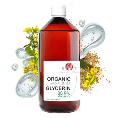 Abbildung von Reines flüssiges Bio Pflanzenglyzerin. Zertifiziert biologisch. Glycerin Basis Naturkosmetik für Zuhause. Natürliche Feuchtigkeitscreme (Haut &amp; Haar) 1000 ml / 1 kg