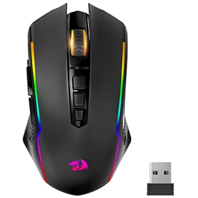 Abbildung von Redragon Gaming Maus Kabellose, RGB Wiederaufladbare mit 9 Macro Editing Programmierbare Tasten/8000 DPI, Ergonomische Wireless Maus, 70Hrs fur PC/Mac Gamer
