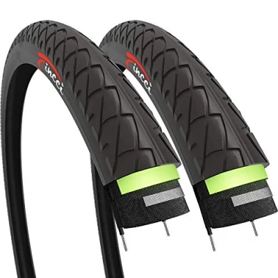 Abbildung von Fincci Paar Fahrradreifen 26x1.95 Mantel Zoll 50 559 Slick Reifen mit 3 mm Pannenschutz für Cityräder Rennräder Mountainbike MTB Hybrid Fahrrad (2er Pack)
