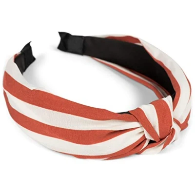 Abbildung von styleBREAKER Damen Haarreif mit Streifen Muster und Knoten im Retro Style, Vintage Look, Haarband, Headband 04027016, Farbe:Rost Weiß