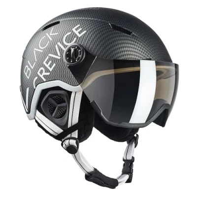 Abbildung von Black Crevice Skihelm Vail mit Visier, matt schwarz Carbon/weiß, M (55 58 cm)…