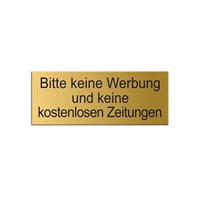 Abbildung von Schild Bitte keine Werbung und kostenlosen Zeitungen Briefkastenschild Aluminium silbermatt eloxiert 66 x 25 mm