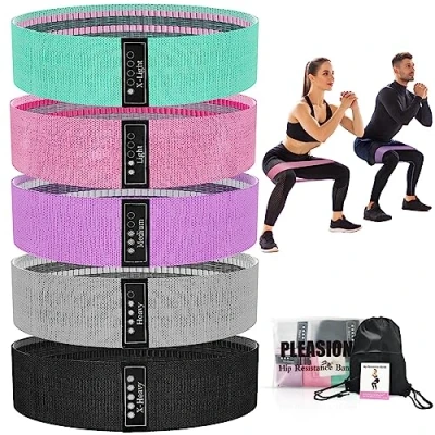 Abbildung von PLEASION Resistance Bands Fitnessband, Fitnessbänder Stoffbänder 5er Set, Widerstandsbänder für Krafttraining Muskelaufbau Hip Beintraining, Gymnastikband Workout Yoga Pilates
