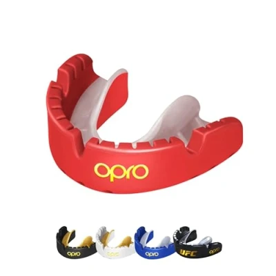 Abbildung von OPRO Gold Level Zahnschutz für Zahnspangen, SportZahnschutz Erwachsene, mit revolutionärer Anpassungstechnologie Boxen, Lacrosse, MMA, Kampfsport, Hockey und alle Kontaktsportarten (rot)
