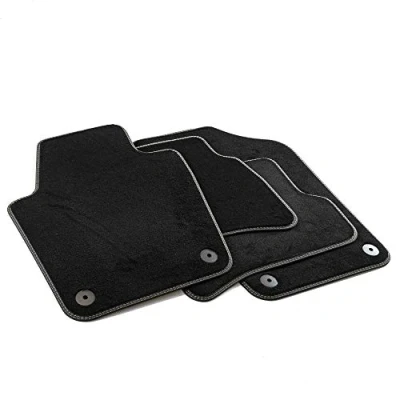 Abbildung von MDM PRO 3748 Fußmatten für Volkswagen Polo V (6R) 05.2009&gt;09.2017 / Seat Ibiza 2008&gt;05.2017 Skoda Fabia III 2014&gt;, Passgenau Velours Kunstlederkanten und doppelten Steppnaht Chromnähte