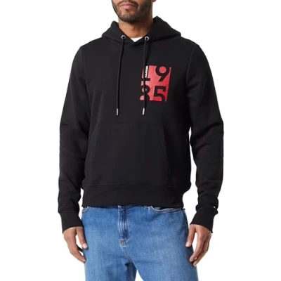 Abbildung von Tommy Hilfiger Chest Print Hoody Sweatshirt, Herren, Größe: Small, Black