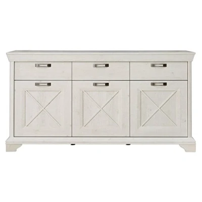 Abbildung von Forte Kashmir Kommode mit 3 Türen und Schubladen, Holzwerkstoff, Pinie Weiß, B x H T: 178,3 95,9 48,2 cm