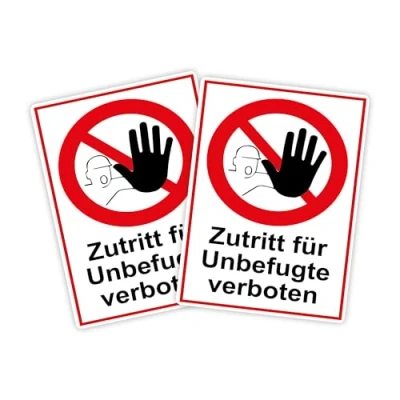 Abbildung von 2 Stück XXL Zutritt für Unbefugte verboten Schild 30 x 40cm aus stabiler PVC Hartschaumplatte 5mm mit UV Schutz von STROBO
