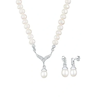 Abbildung von Elli Schmuckset Damen Perle mit Kristall in 925 Sterling Silber