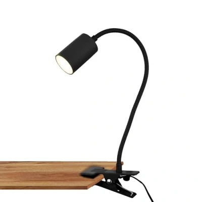 Abbildung von BRILONER Schreibtischlampe mit Kabelschalter, Warmweiße Lichtfarbe, schwenkbar, Stecker, Leselampe, Klemmlampe, Klemmleuchte, Nachttischlampe, Leselicht Kinder, Bürolampe, 40cm hoch, Schwarz
