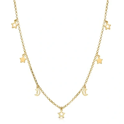 Abbildung von Amberta Damen Himmlisch Halsband aus 925 Sterling Silber: 18 Karat Vergoldete Mond und Sterne Halskette