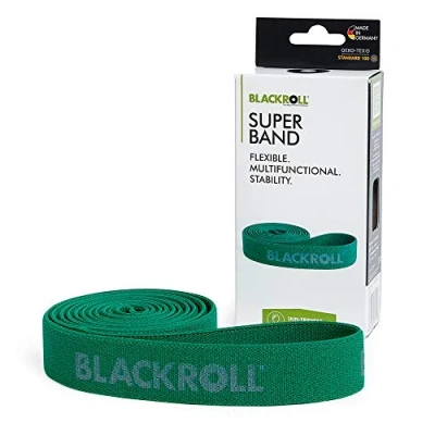 Abbildung von BLACKROLL® SUPER Band (104 cm), Gymnastikband zur Kräftigung der Muskeln, Widerstandsband aus hautfreundlichen Textilien, waschbares Fitnessband, mittlerer Widerstand (6,3 kg), Made in Germany, Grün
