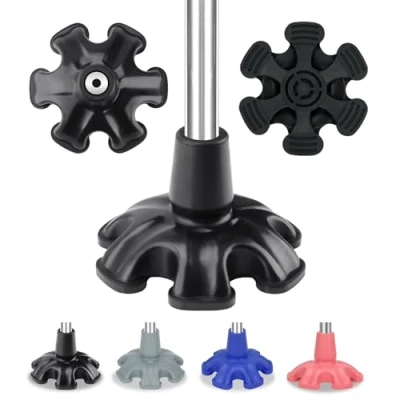 Abbildung von supregear Stock Spitze, 19 mm Eigenständig Schwere Gummi Ersatz für Gehstock Stall Sechs Punkte Rutschfest Spitze Klappbarer Spazierstock Zubehör Fußpolster, Schwarz