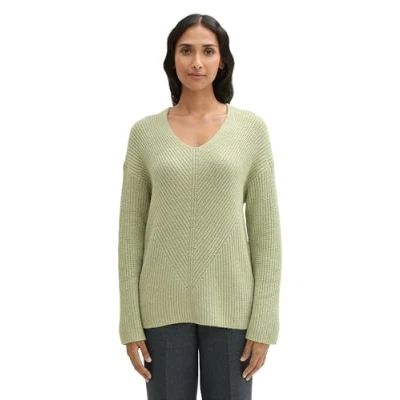 Abbildung von TOM TAILOR Damen Pullover mit V Ausschnitt,36510 Pure sage Melange, XXS