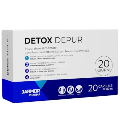 Abbildung von Detox 20 Kapseln Leber Komplex Leberformel Mit Silymarin, Mariendistel, Artischockenextrakt Hochdosiert + Fenchel, Papaya, Echinacea, Selen Und Vitamin D3 J.Armor Pharma Glutenfrei, Vegan
