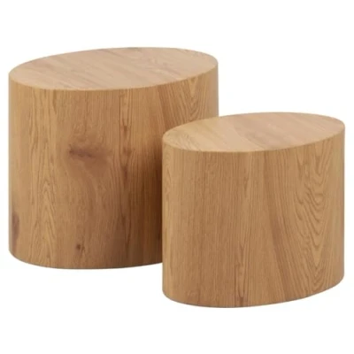 Abbildung von AC Design Furniture Rico Couchtisch in Wildeichenoptik 2er Set, Platzsparende Ovale Beistelltische für das Wohnzimmer, Moderne Satztische, B: 48 x H: 40 T: 33 cm und 24,5