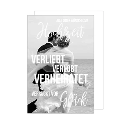Abbildung von Edition Seidel Premium Glückwunschkarte zur Hochzeit mit Umschlag. Karte Hochzeitskarte Grusskarte Alle guten Wünsche Brautpaar silber Strand Strandhochzeit (H376 SW022)