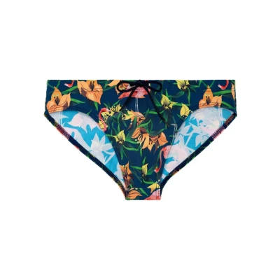 Abbildung von HOM Flamingo Badehose Slip, Herren, Größe: Medium, Navy print