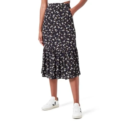 Abbildung von Tommy Jeans Ruffle MIDI Skirt Alinienrock, Damen, Größe: 54, Black