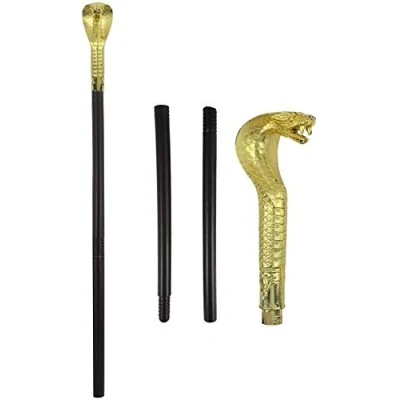 Abbildung von Pharaonen Zepter Gehstock mit Kobra Griff Gold glänzend zerlegbar Ägypter Kostüm Zubehör Spazierstock