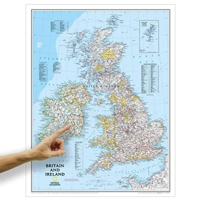 Abbildung von ORBIT Globes &amp; Maps Großbritannien und Irland Landkarte, Kartenbild von National Geographic Landkarte classic, Aktuell 2016, 60 x 77 cm, englisch