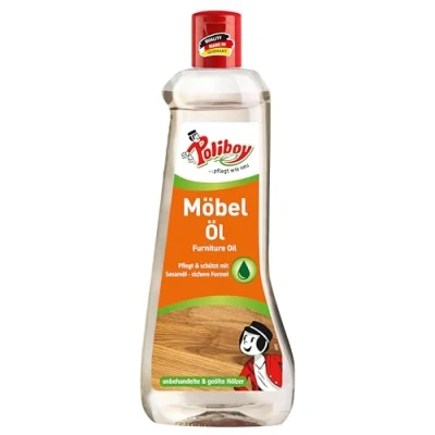 Abbildung von POLIBOY Möbel Öl Nährendes Holzpflegemittel für Holzmöbel Farbloses Holzöl 1x 500ml Made in Germany