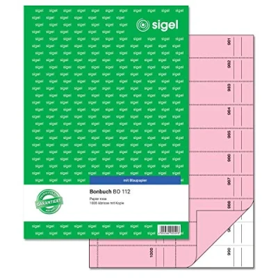 Abbildung von SIGEL BO112 Bonbuch Bonblock, 1000 Abrisse rosa, DIN A4, 2x50 Blatt