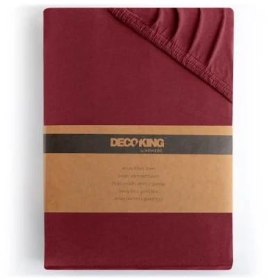 Abbildung von DecoKing Spannbettlaken 160x200 180x200 cm 100% gekämmte Baumwolle Bordeaux Spannbetttücher Jersey Boxspringbett Amber 160 x 200 180