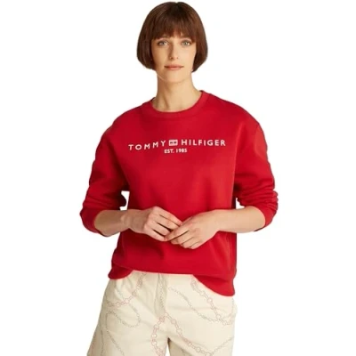 Abbildung von Tommy Hilfiger MDRN REG CORP LOGO Sweatshirt, Damen, Größe: Small, Primary red