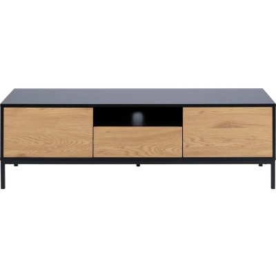 Abbildung von AC Design Furniture Jörn TV Tisch mit 2 Türen und 1 Schublade, H: 45 x B: 140 40 cm, Wildeiche Optik/Schwarz, Holz/Metall, Stk.