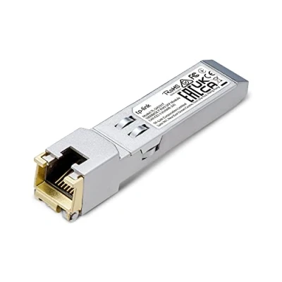 Abbildung von TP Link TL SM311T 1G SFP auf RJ45 Mini Gbic Modul 1000Base T Kupfer Transceiver Kompatibel für Switch mit Ports, Plug and Play, Robustes Metallgehäuse.
