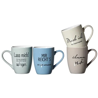 Abbildung von Ritzenhoff &amp; Breker Kaffeebecher Set Porzellan mit Sprüchen, Sortiert, 4 Stück